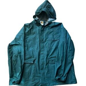 Bass Pro Shops Fishing Rain Jacket Hood Polyvinyl Men’s Size XL Dark Green